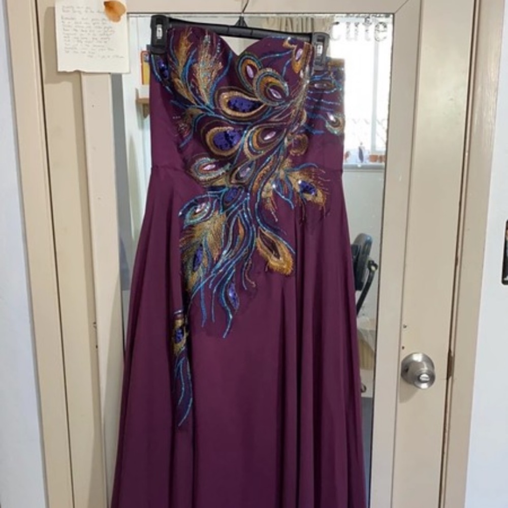 Purple sequin peacock dress